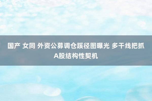 国产 女同 外资公募调仓蹊径图曝光 多干线把抓A股结构性契机