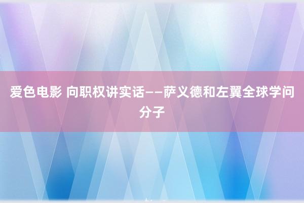 爱色电影 向职权讲实话——萨义德和左翼全球学问分子