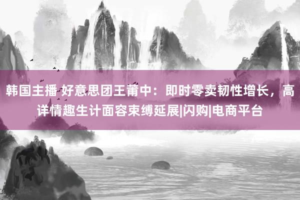 韩国主播 好意思团王莆中：即时零卖韧性增长，高详情趣生计面容束缚延展|闪购|电商平台