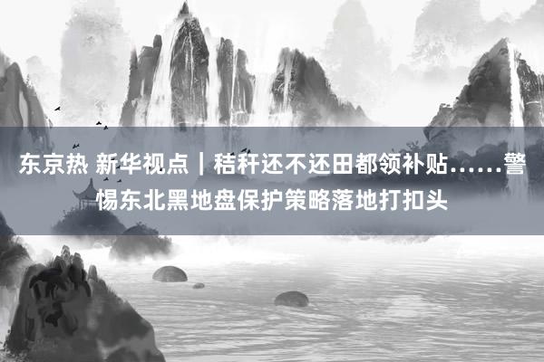 东京热 新华视点｜秸秆还不还田都领补贴……警惕东北黑地盘保护策略落地打扣头