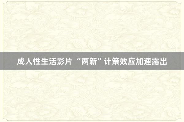 成人性生活影片 “两新”计策效应加速露出