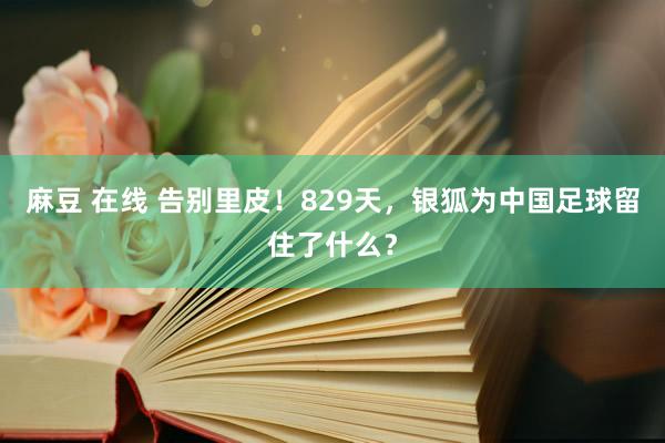 麻豆 在线 告别里皮！829天，银狐为中国足球留住了什么？