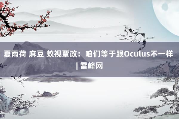 夏雨荷 麻豆 蚁视覃政：咱们等于跟Oculus不一样 | 雷峰网