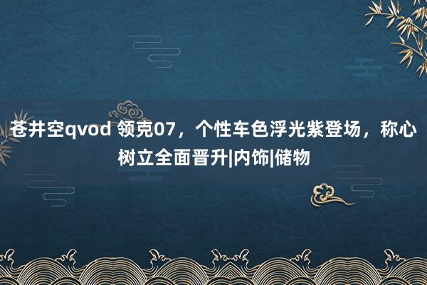 苍井空qvod 领克07，个性车色浮光紫登场，称心树立全面晋升|内饰|储物