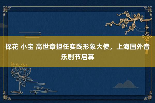 探花 小宝 高世章担任实践形象大使，上海国外音乐剧节启幕